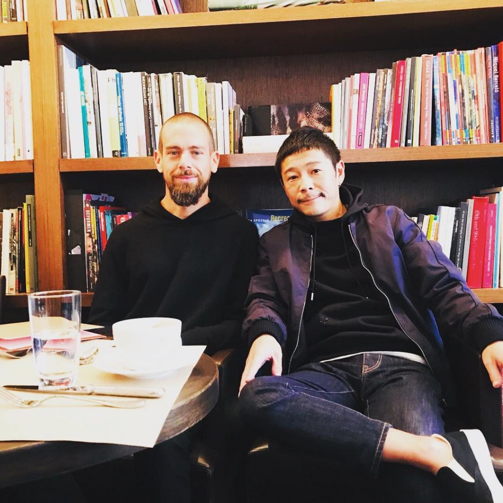 Yusuku Maezawa with Twitter founder and CEO Jack Dorsey