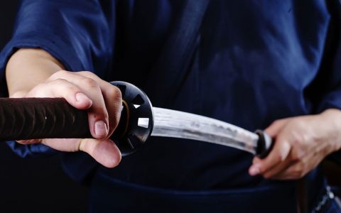pulling out a katana