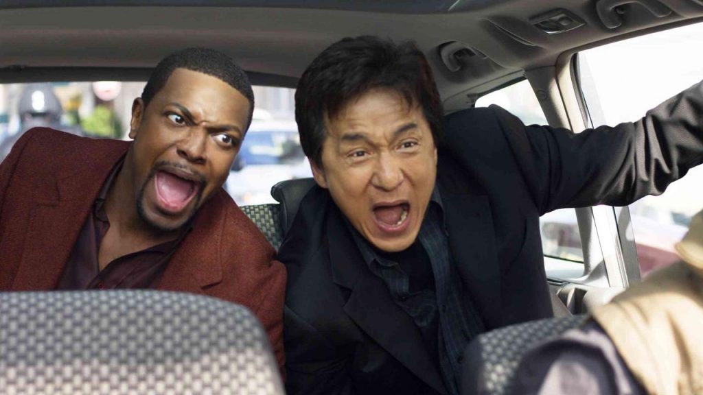 Chris Tucker and Jackie Chan in the classic comedy movie Rush Hour