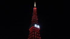 Tokyo Tower Bathed in Red
