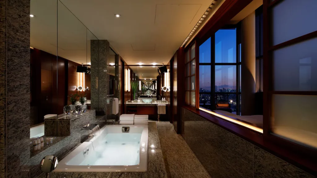 the master bathroom for a luxury hotel room in Tokyo